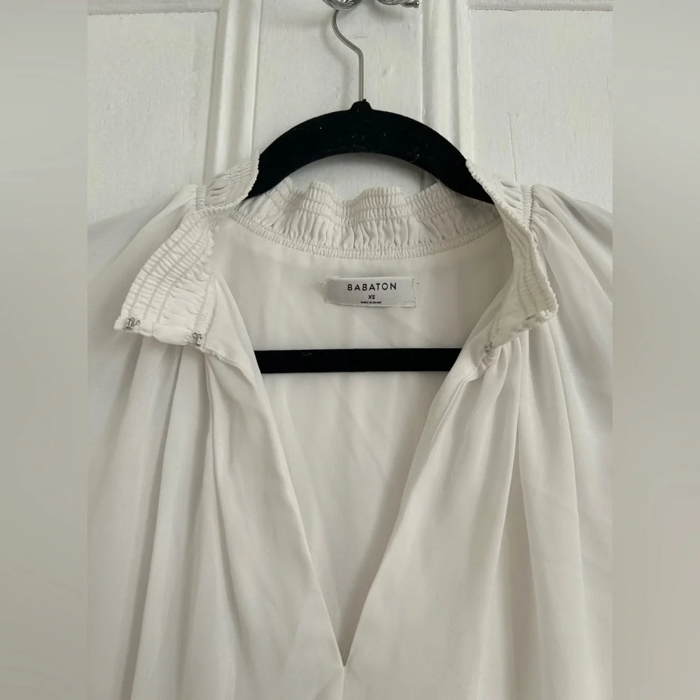Babaton Aritzia Women's White Collared Keyhole Harry Blouse | Women's XS - Picture 2 of 5